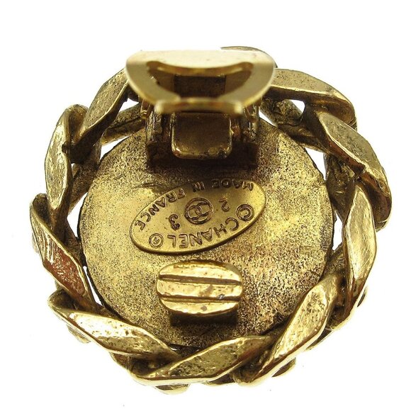 Chanel Button Rhinestone Earrings Clip-On - Picture 2 of 4